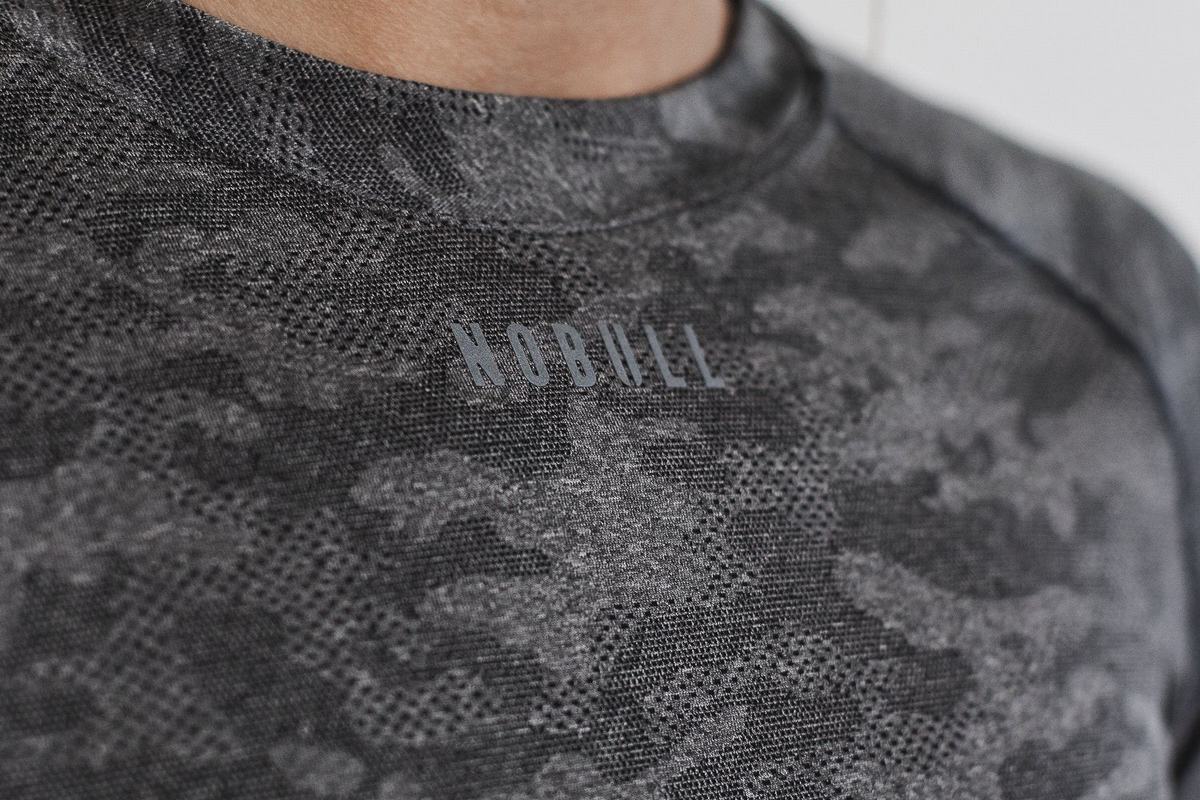 Nobull Lightweight Textured Women's Long Sleeves Black Camo | Australia (JM6732)